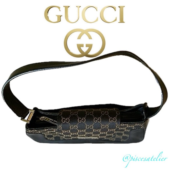 Gucci Vintage GG Monogram Supreme Canvas with Leather Trim Baguette Bag - Picture 8 of 15